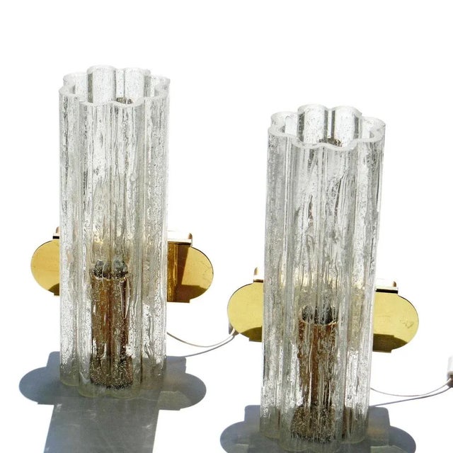Mid-Century Hand-Blown Glass and Brass Wall Sconces from Doria Leuchten, Germany, 1970s, Set of 2 For Sale - Image 4 of 7