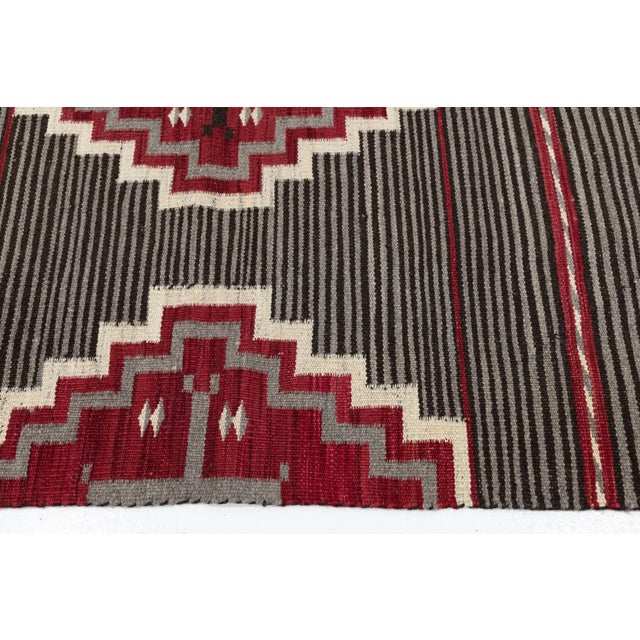 Modern Navajo-Style Hand-Woven Wool Rug With Geometric Terraced Medallions For Sale In New York - Image 6 of 10
