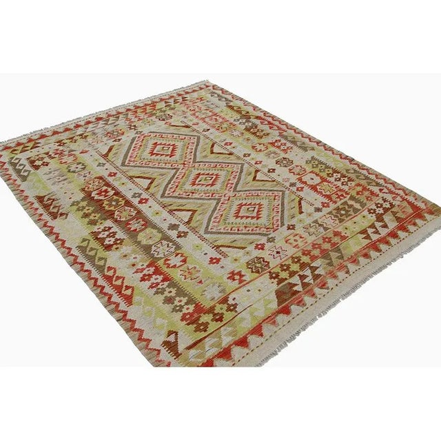 Traditional Handwoven Turkish Kilim Area Rug 5'1" X 6'1" For Sale In Dallas - Image 6 of 10