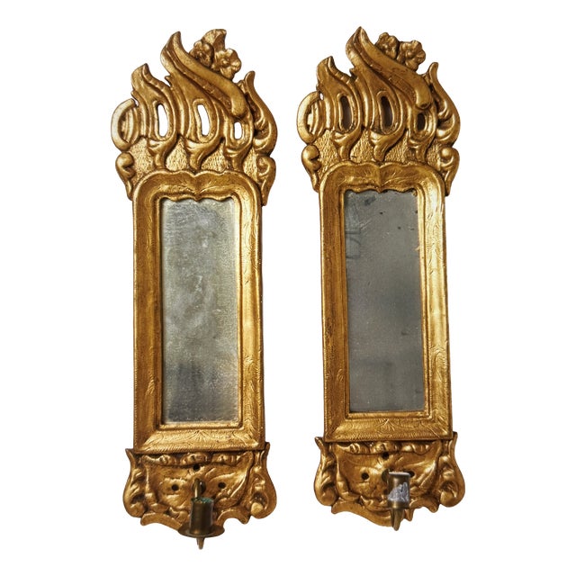 Late Gustavian Wall Mirrors with Candleholders, Set of 2 For Sale
