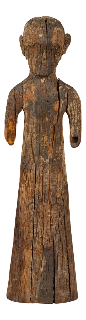 Chinese Han Dynasty Period Carved Wood Tomb Figure of a Priest, circa 200 BC