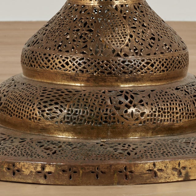 Antique Moroccan Perforated Brass and Copper Floor Lamp For Sale - Image 14 of 15
