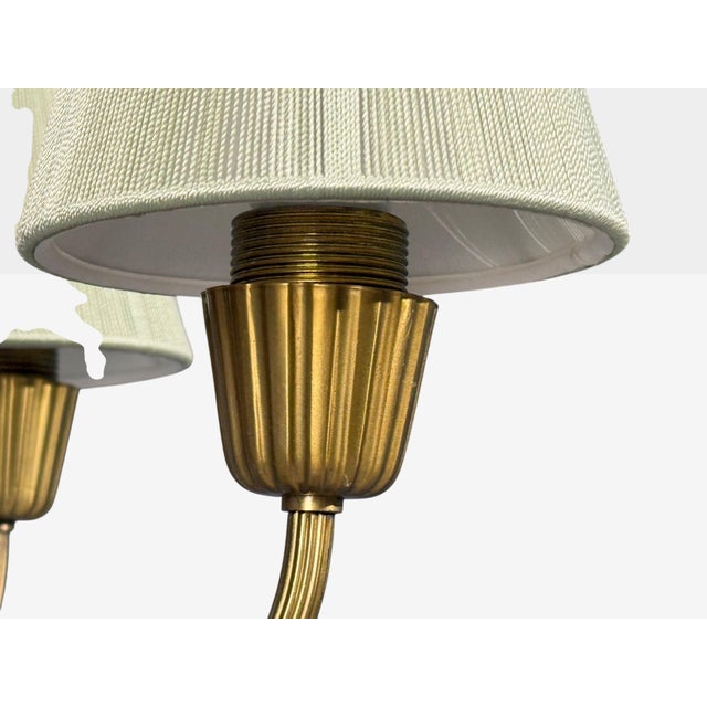 Asea, Chandelier, Brass, Elm, Fabric, Sweden, Sweden, 1947 For Sale - Image 11 of 14