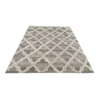 8ft 2in × 10ft 1in Artisan De Luxe Gray Fleur-De-Lys Wool Area Rug For Sale
