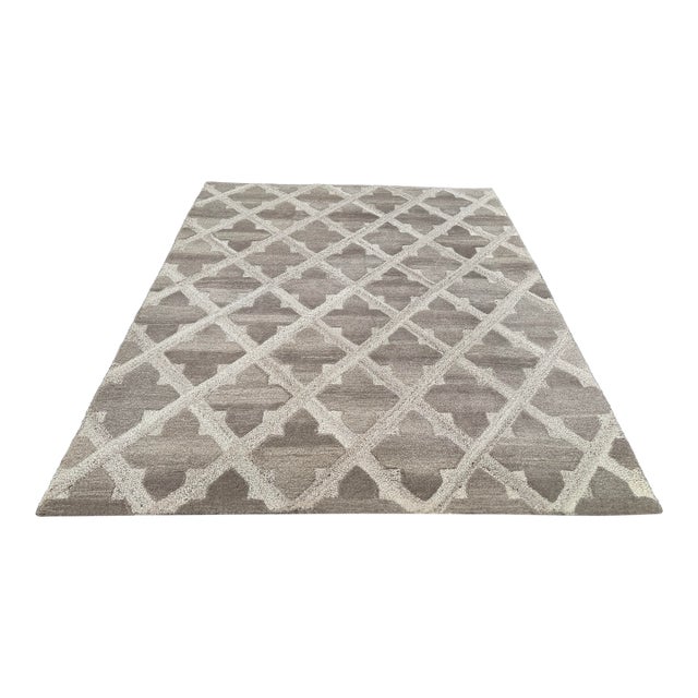 8ft 2in × 10ft 1in Artisan De Luxe Gray Fleur-De-Lys Wool Area Rug For Sale