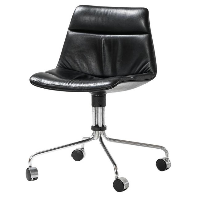 Metal Office Chair in Leather and Steel from Jørgen Kastholm & Preben Fabricius, 1960s For Sale - Image 7 of 7