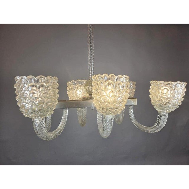 Barovier Six-Light Murano Glass Chandelier, Italy, 1940s For Sale - Image 8 of 9