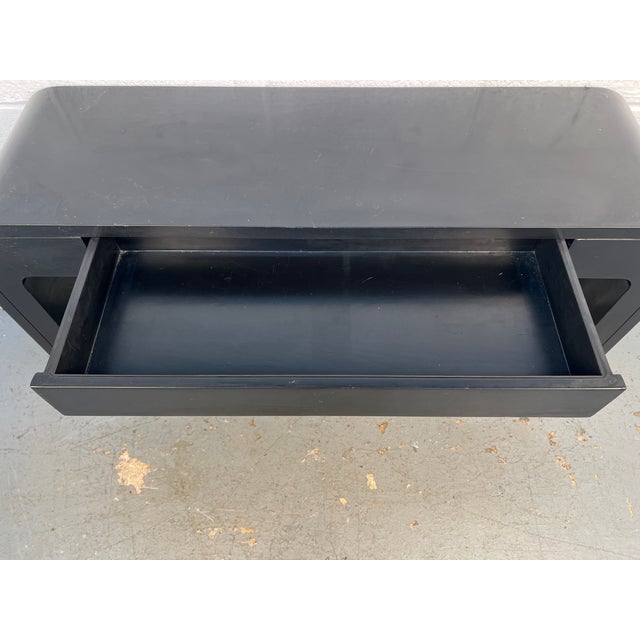 Plastic Late 20th Century Mid-Century Modern Black Console Table With Drawer For Sale - Image 7 of 8