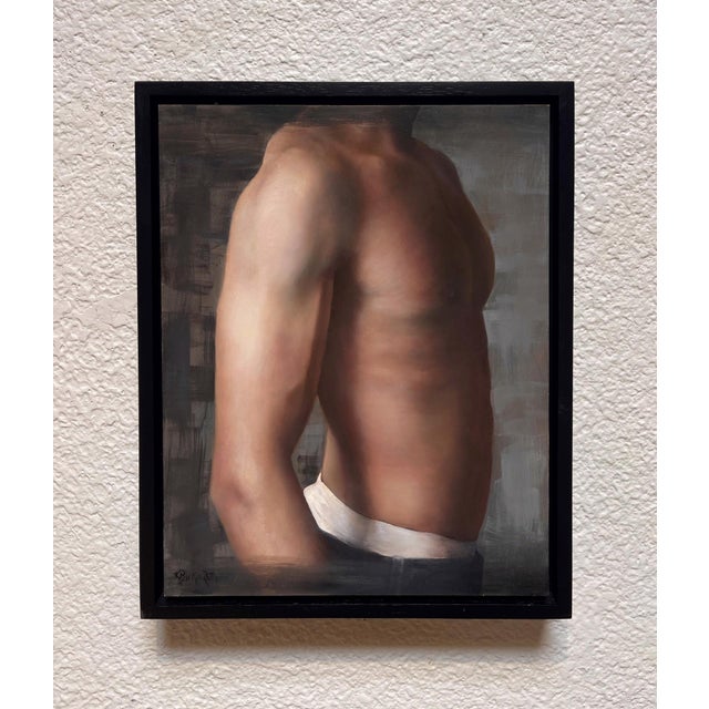 Figurative Adam by Kelly Birkenruth | Oil on Panel Portrait of a male figure's torso. For Sale - Image 3 of 5
