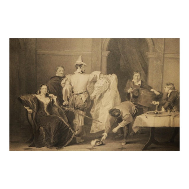 1847 Shakespeare the Taming of the Shrew Antique Steel Engraving | Charles Rolls | Charles R. Leslie | Victorian Print | Literary Wall Art For Sale