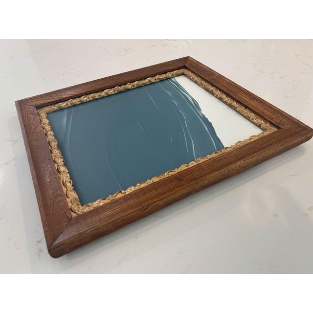 Blue "Waves" Abstract Art in Antique Frame, Seascape Painting Transitional Wall Art by JTS For Sale - Image 8 of 9