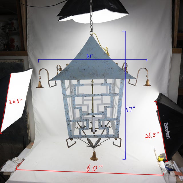 Stunning Retro Pavilion Four-Light Chandelier For Sale - Image 13 of 13