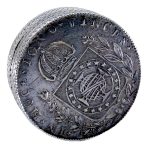 Silver Pill Box with Coin Appliqués and Removable Lid