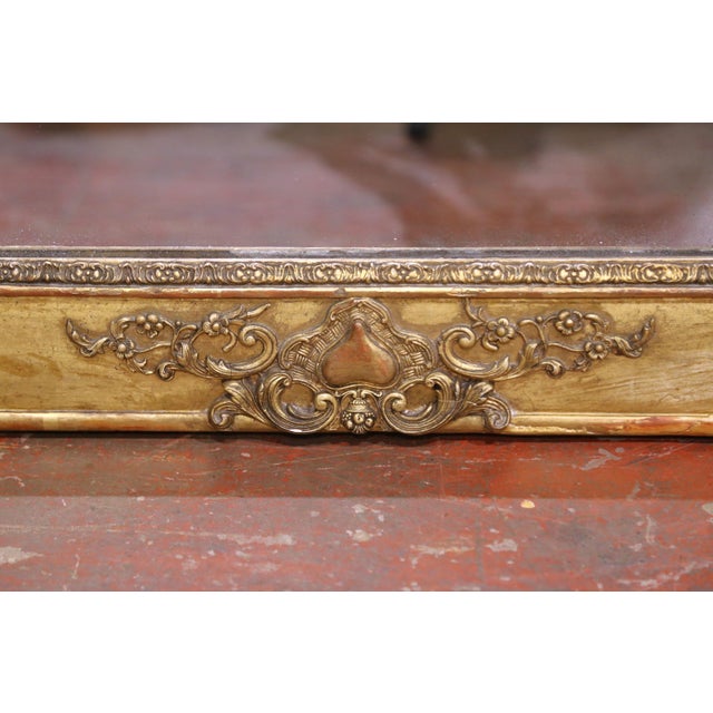 19th Century French Rococo Giltwood Mantel Mirror With Heart Motifs For Sale - Image 9 of 10