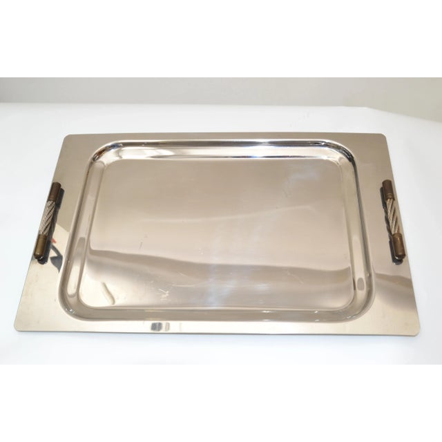 Silver Golden Art Steel Design Argentina Serving Tray Inox 18/8 Stainless Steel 1980 For Sale - Image 8 of 13