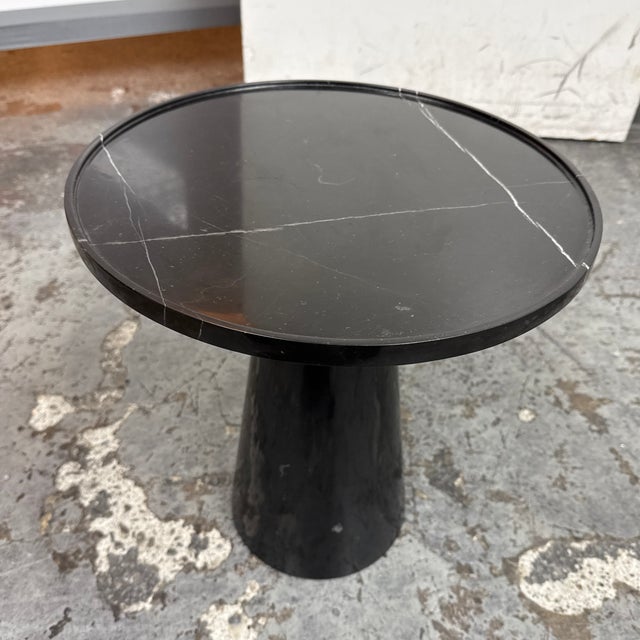 Michael Oren Designs Marquina Marble Pedestal Side Table For Sale - Image 11 of 12