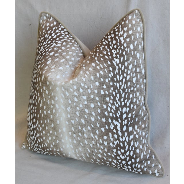 Antelope Deer Fawn Animal Pattern Linen & Velvet Feather/Down Pillow Square For Sale - Image 4 of 8