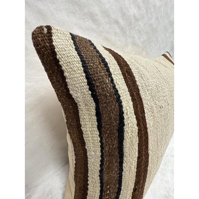 Turkish Hemp Pillow Cushion Natural Brown Black Beige Pillow Cushion Cover 16" x 24" For Sale - Image 4 of 4
