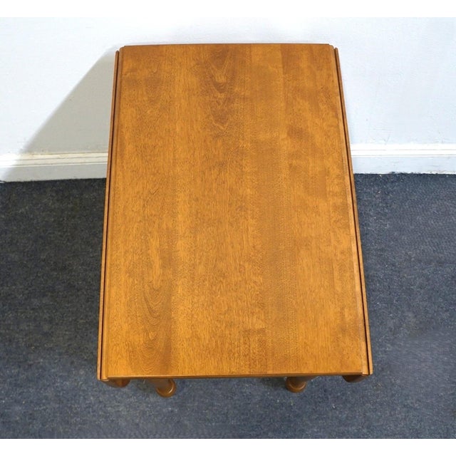 Late 20th Century Ethan Allen Heirloom Nutmeg Maple Colonial Early American 35" Drop Leaf Pembroke Accent End Table 10-8544 For Sale - Image 5 of 16