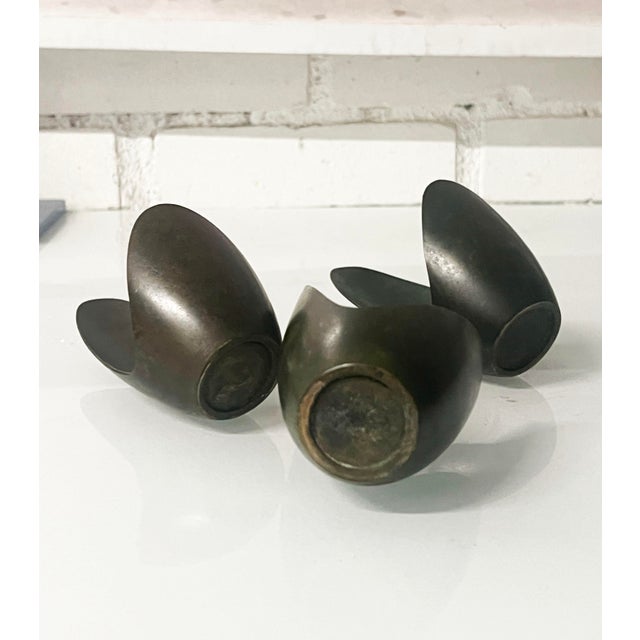 1950s Mid-Century Scandinavian Bronze Candle Holders ( 3 ) For Sale - Image 5 of 8