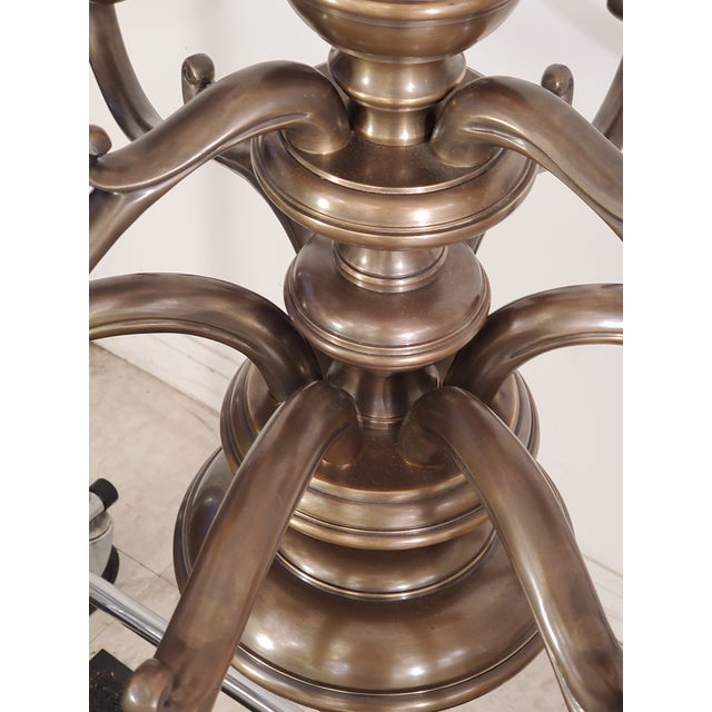 Mid 20th Century 9 Arm Antique Bronze Finish Chandelier For Sale In New York - Image 6 of 12