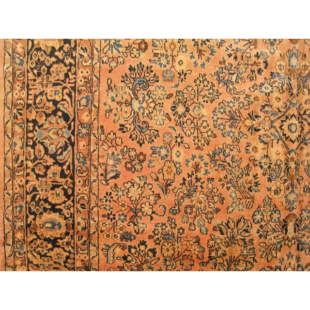 Blue Vintage Persian Decorative Oriental Sarouk Rug in Room Size For Sale - Image 8 of 12