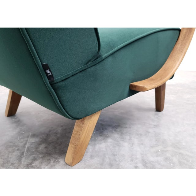 Bentwood Armchair in Emerald Green Velvet by Jindrich Halabala, 1930s For Sale - Image 6 of 12