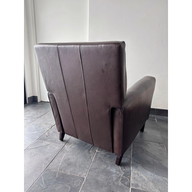 Mid-Century Modern Room & Board Art Deco Style Leather Recliner Club Chair For Sale - Image 3 of 10
