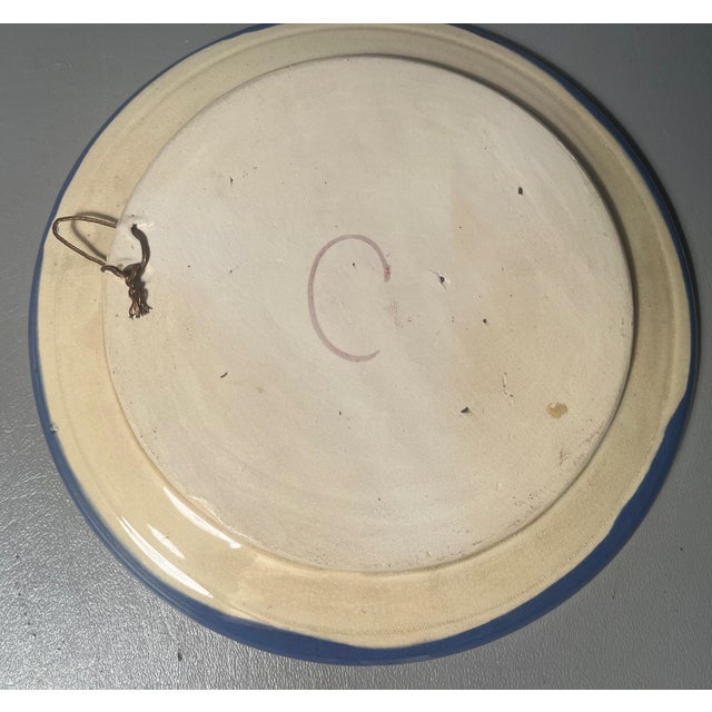 Mexican Talavera Mexican Plate Hearts & Scallops Majolica Pottery Signed C Hand Painted For Sale - Image 3 of 4