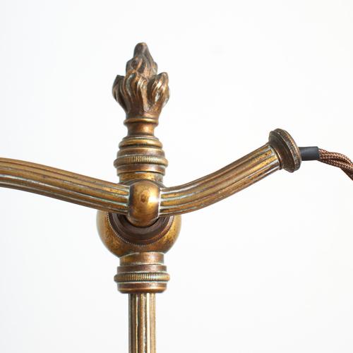 Metal Antique French Brass Rise and Fall Pump Desk Lamp, 1890s For Sale - Image 7 of 10