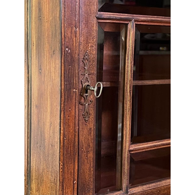 Art Nouveau Walnut Display or Music Cabinet With Beveled Glass and Easel Stand, C. 1910s For Sale - Image 16 of 17