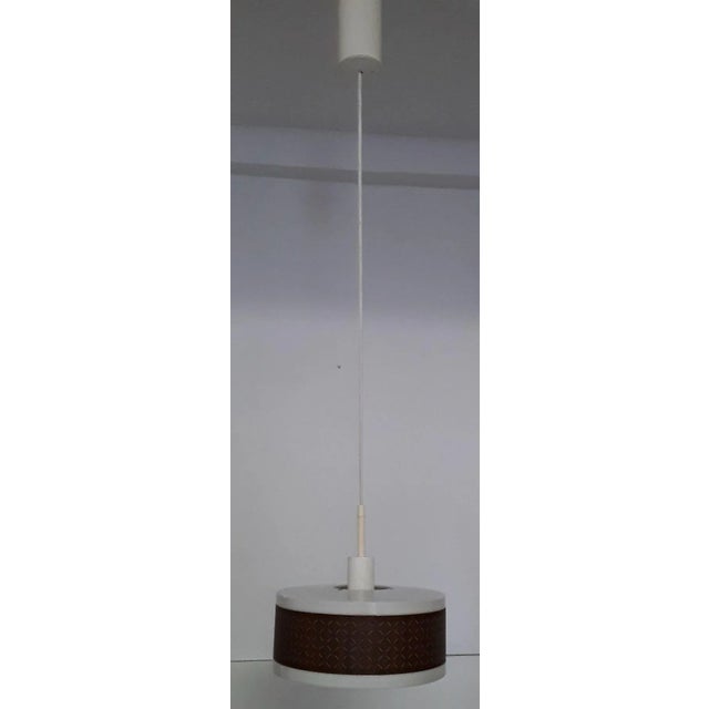 1970s Vintage German Adjustable White Plastic and Brown Decor Train Ceiling Lamp, 1970s For Sale - Image 5 of 7