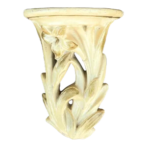 Vintage Early Chalkware Wall Hanging Shelf With Iris/Lily Motif
