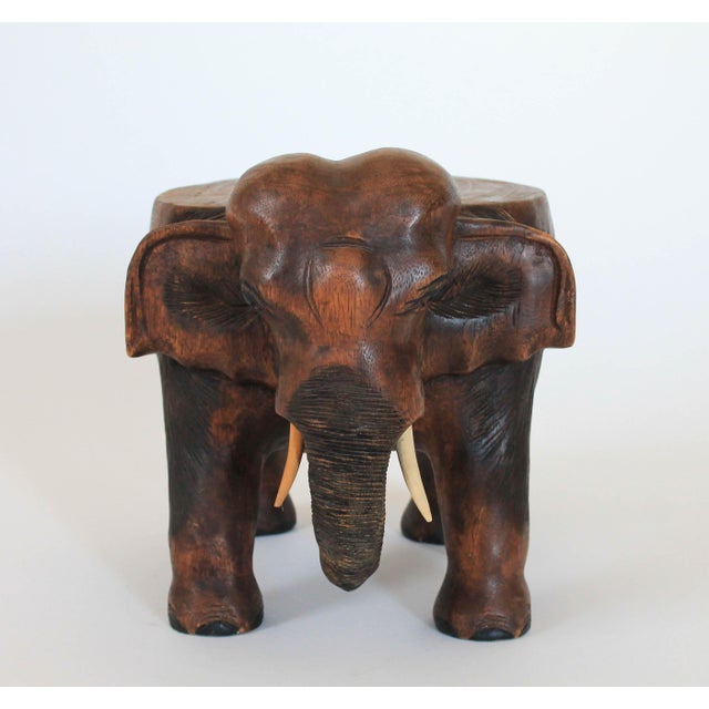 Carved Wooden Elephant Plant Stand Chairish