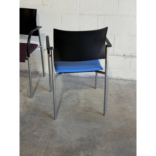 Blue Vintage Dutch Vas Emo Chairs by Krijn Hamelink Set of 2 Postmodern Armchairs For Sale - Image 8 of 9