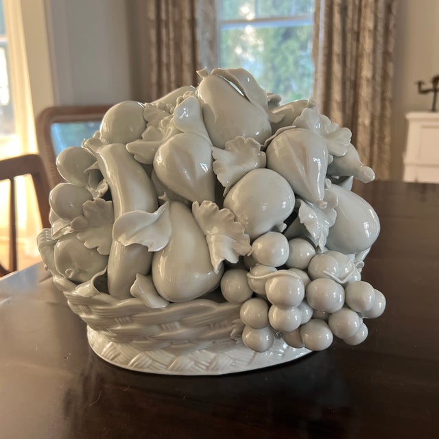 John Rosseli Antiques Italian Fine Blanc De Chine Porcelain Fruit Basket Centerpiece For Sale - Image 4 of 12