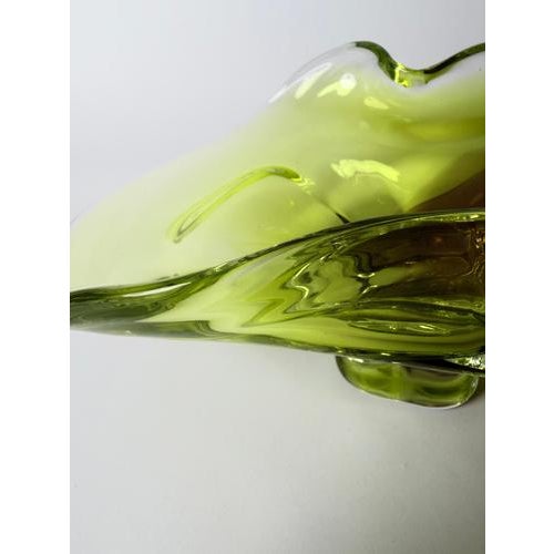 Vintage Murano Sommerso Apple Green and Brown Glass Bowl with Organic Sculptural Form, 1970 For Sale - Image 14 of 16
