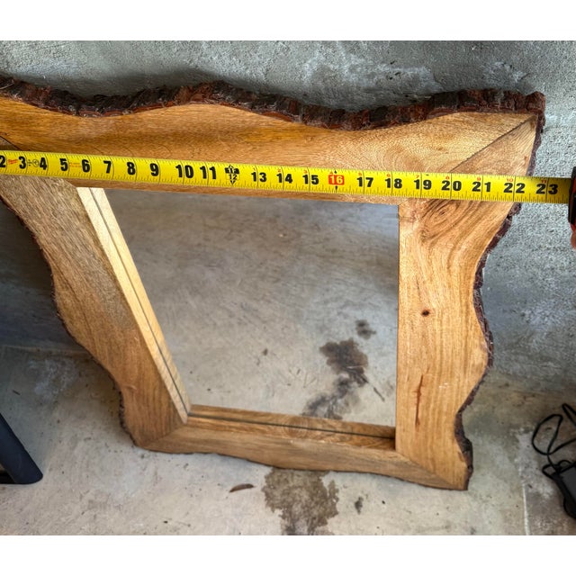 1990s Large Handcrafted India Maplewood Wall Hanging Mirror 22x29 For Sale - Image 5 of 6