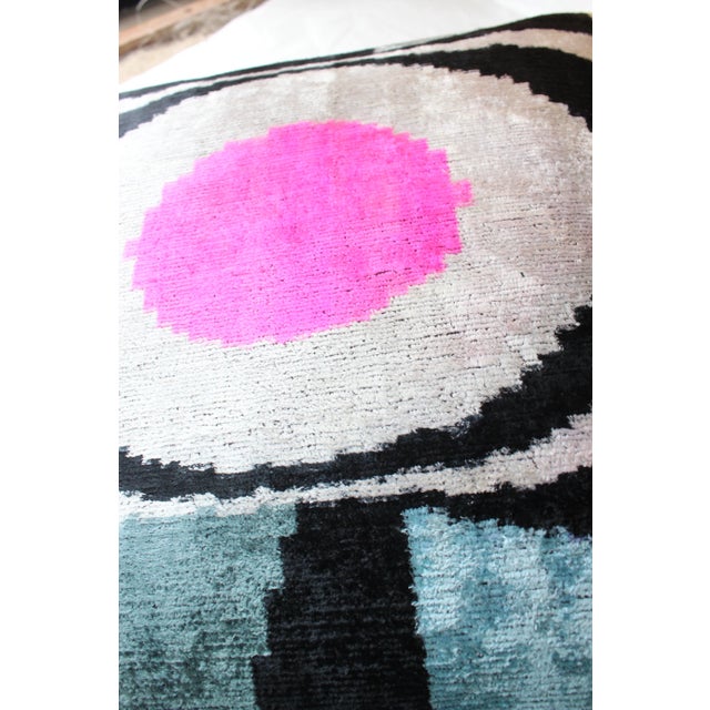 Textile Contemporary Handmade Velvet Ikat Pillow For Sale - Image 7 of 12