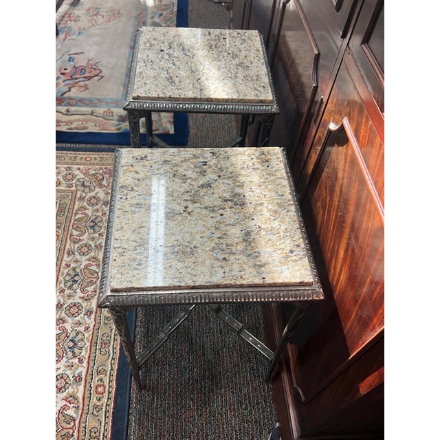 French Vintage Set of French Neoclassical Style Side Tables a Pair For Sale - Image 3 of 9