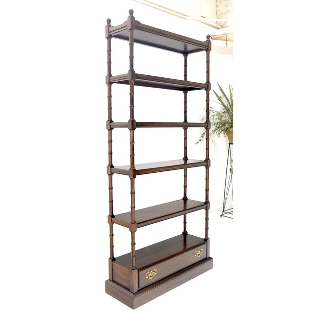 Faux Bamboo 6 Tier One Drawer Etagere Solid Cherry MINT For Sale - Image 10 of 13