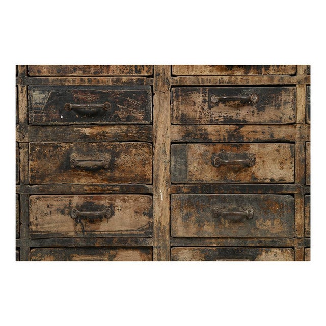 Brown Wood and Zinc Tea Counter With 20 Drawers For Sale - Image 8 of 10