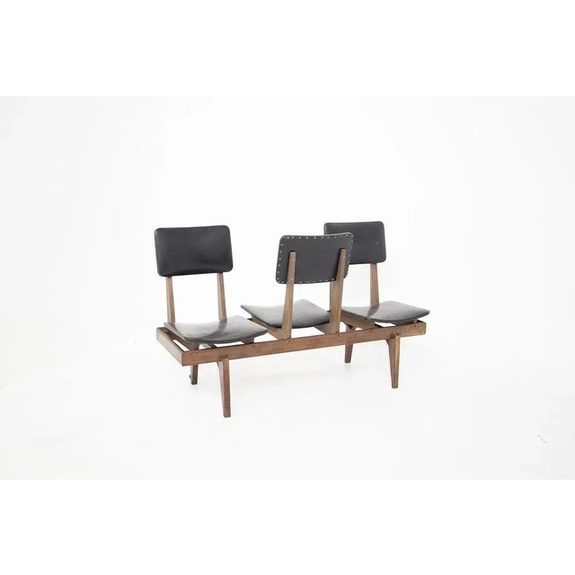 Vintage Italian Bench with Black Leather Seats For Sale - Image 10 of 10