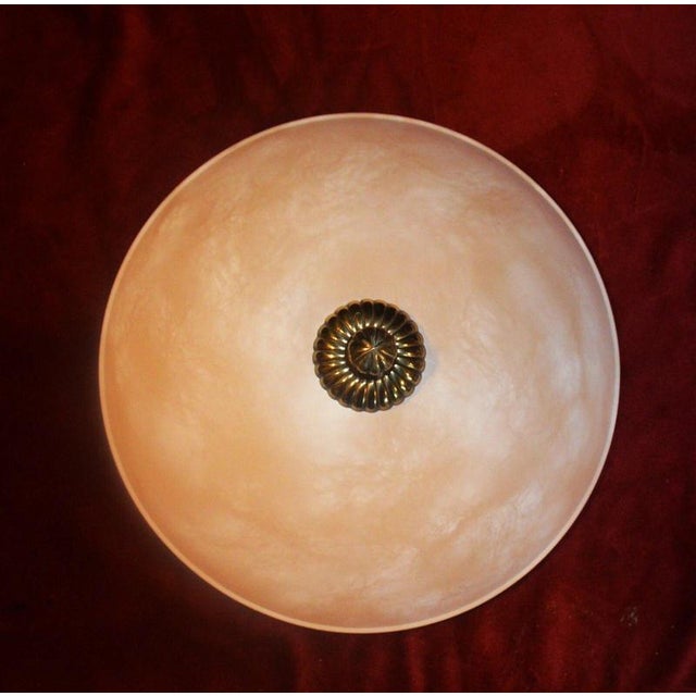 Art Deco Six-Light Chandelier in Brass and Tinted Glass, 1930 For Sale - Image 11 of 18