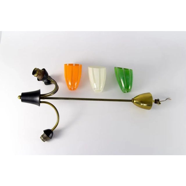 Mid-Century Tri-Color Bakelite & Brass Chandelier, 1950s For Sale - Image 13 of 18