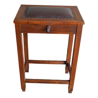 Antique Art Deco Stool with Storage Space in Oak For Sale