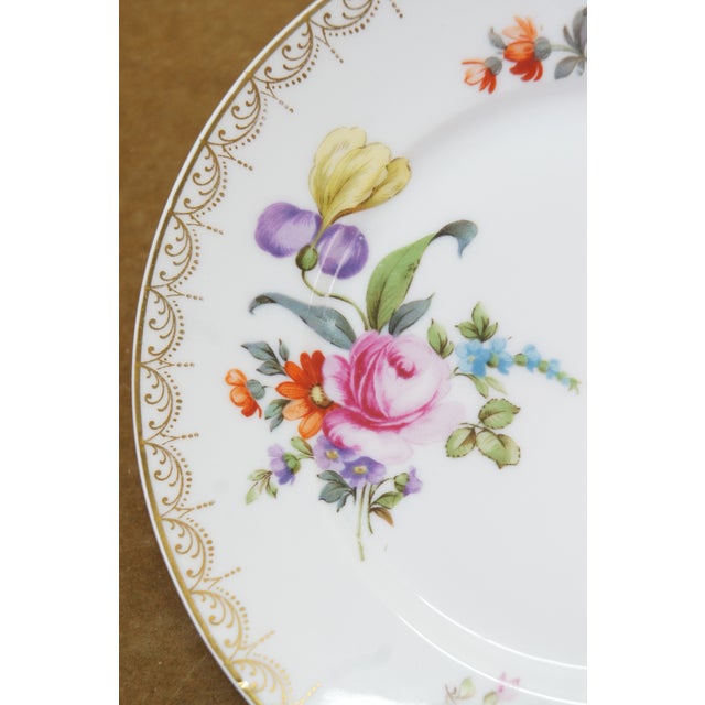 Rosenthal Germany Vintage Rosenthal Meissen White Porcelain Dessert Plates Set Floral & Gold - Set of 6 For Sale - Image 4 of 11