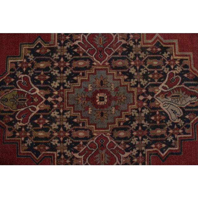 Antique Turkish Rug Red Blue Medallion Style Sparta Design For Sale In New York - Image 6 of 9