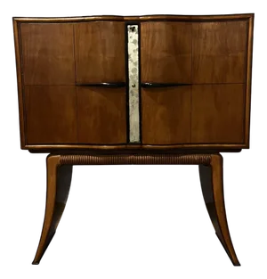 Rosewood and Birch Bar with Backlit Interior and Mirrored Glass Panel by Paolo Buffa, Italy, 1940s