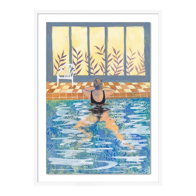 Pool with Yellow Sky by Cecilia Reeve in White Frame, Medium Art Print For Sale